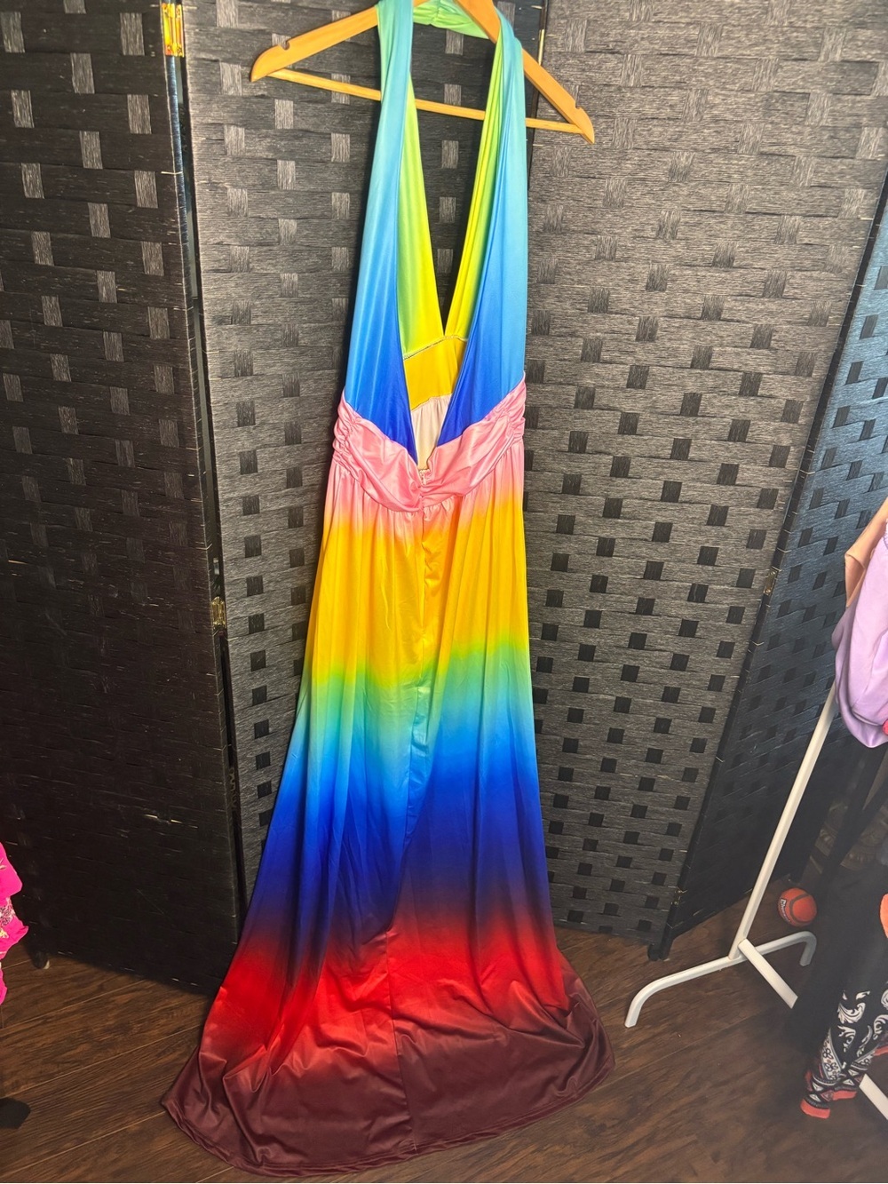 Rainbow Ombre Halter Maxi Dress NWOT 2XL - Picture 15 of 16